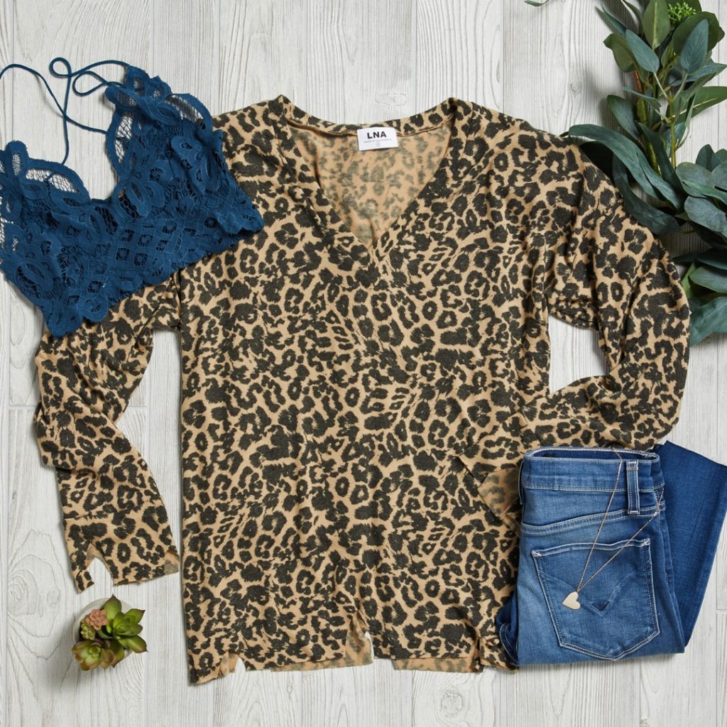 leopard print deconstructed sweatshirt